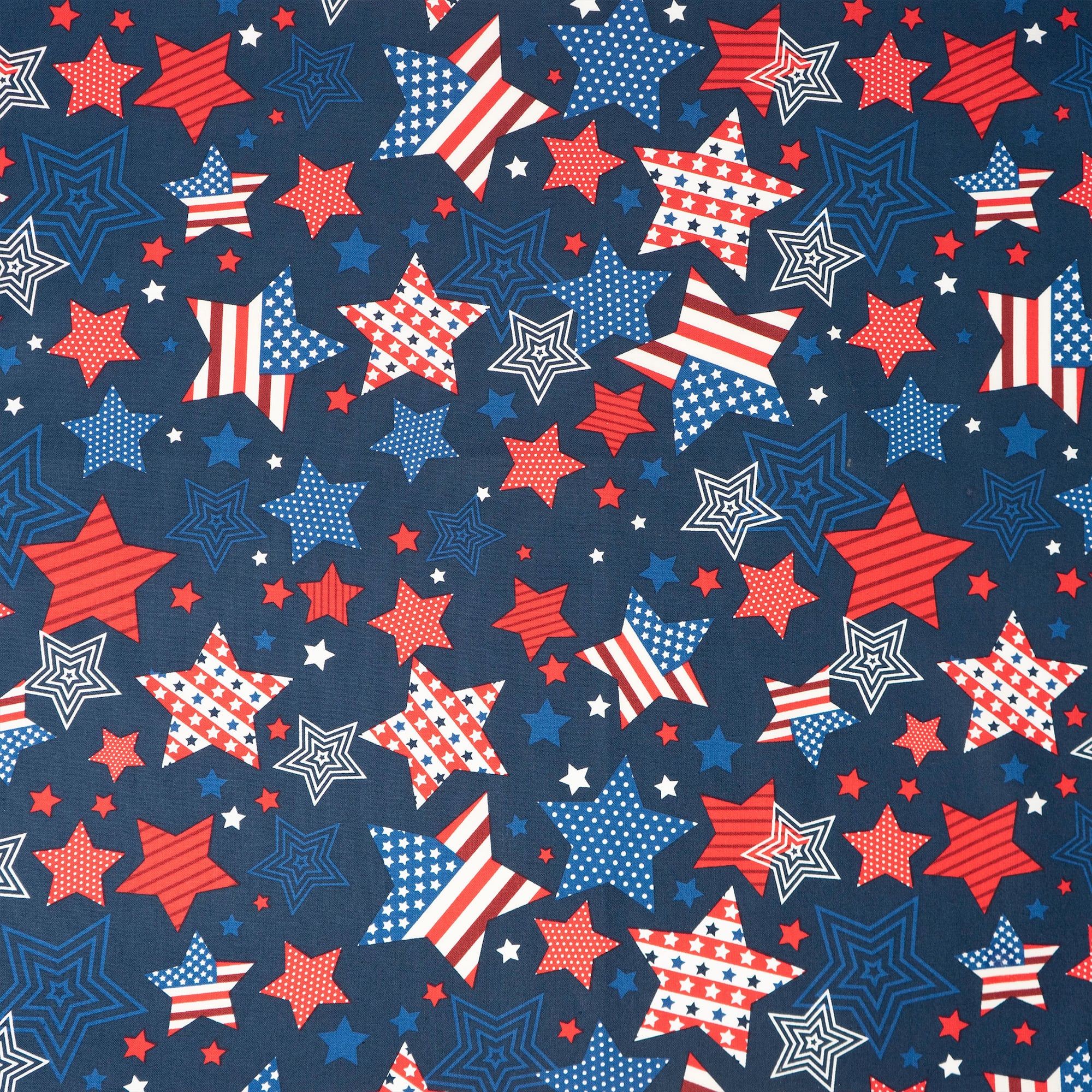 SINGER Patriotic Star Allover on Navy Print Ringspun Cotton Fabric